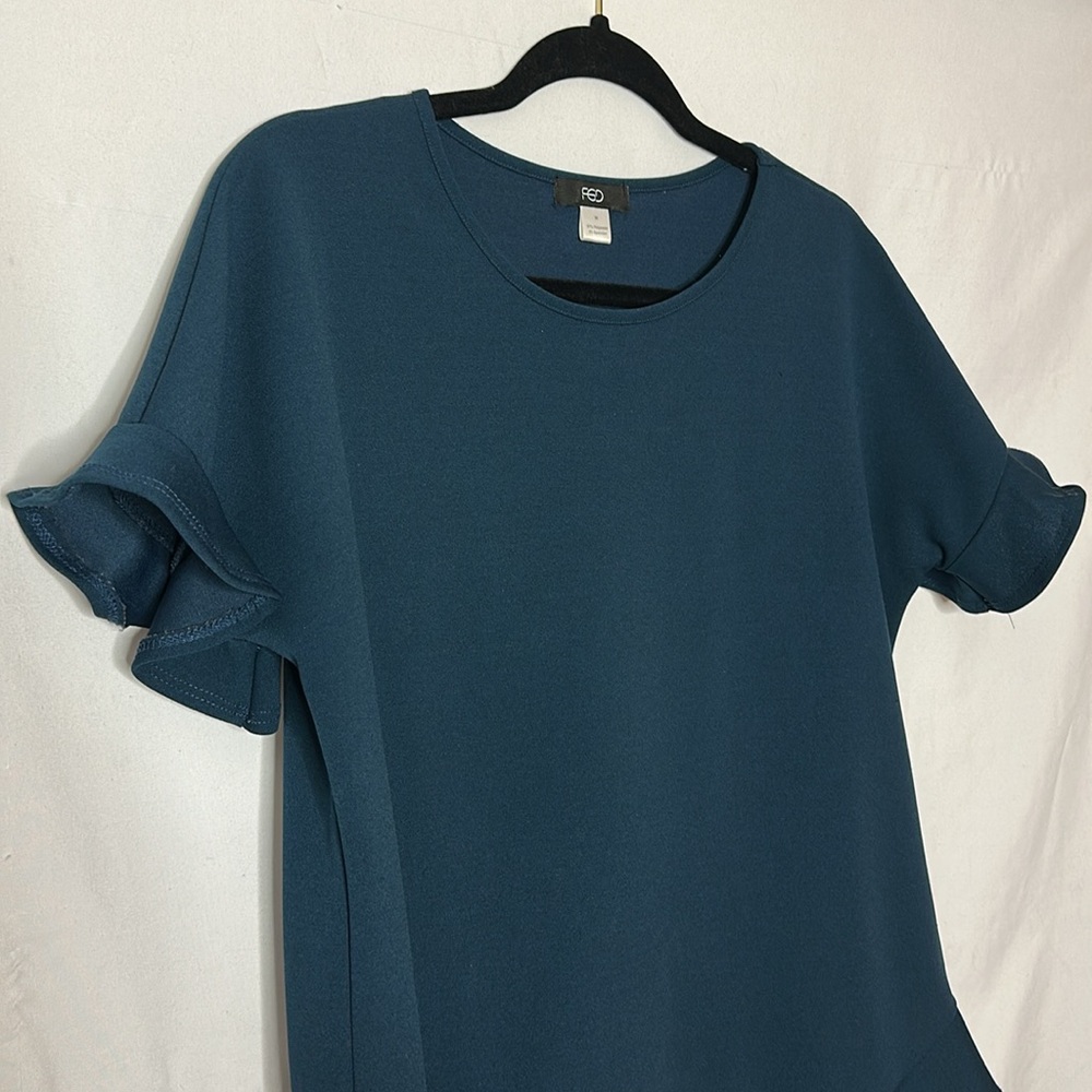 Blue Ruffle Sleeve Blouse - Picture 2 of 5